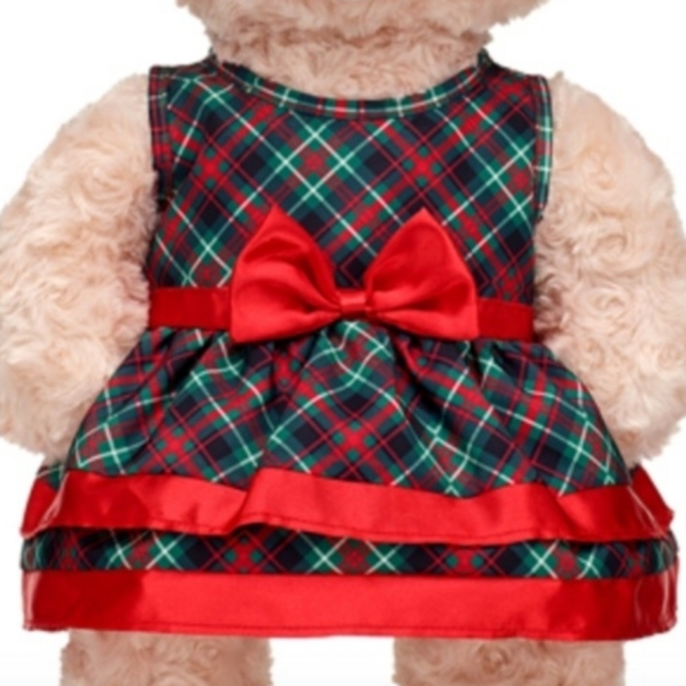 BUILD-A-BEAR RED & GREEN PLAID HOLIDAY DRESS SLEEVELESS BOW RIBBON DETAIL 2022 - Picture 12 of 13